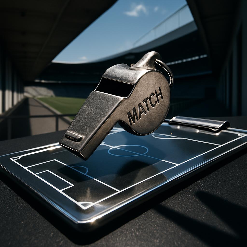 Le symbole du referee ou arbitre pour controler un match de football.